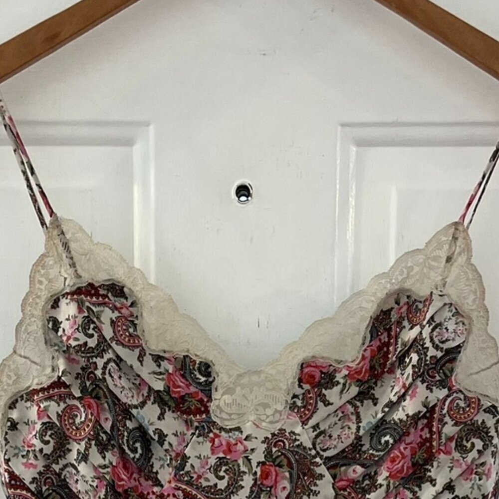 Vintage Victoria Secret Gold Label1990's Floral Satin Spaghetti Slip Dress Sz sm - Picture 2 of 8